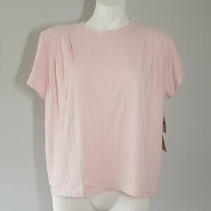 NWT Halogen Pleated Shoulder Short Sleeve Tee Light Pink - Size Small